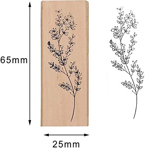 Dizdkizd 8 Pieces Wood Mounted Rubber Stamps, Plant and Flower Decorative Wooden Rubber Stamp Set for DIY Craft, Diary and Craft Scrapbooking - Image 3