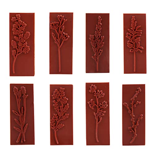 Dizdkizd 8 Pieces Wood Mounted Rubber Stamps, Plant and Flower Decorative Wooden Rubber Stamp Set for DIY Craft, Diary and Craft Scrapbooking - Image 2