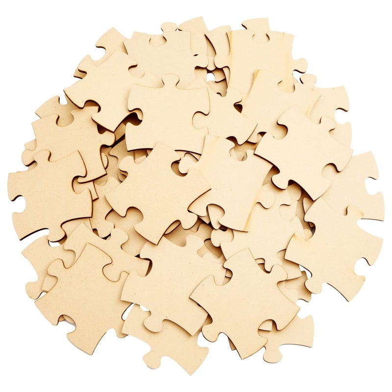 Bright Creations 50 Blank Wooden Puzzle Pieces for Crafts DIY Art Projects 3x35 Unfinished Freeform Jigsaw Wood Puzzles to Draw On