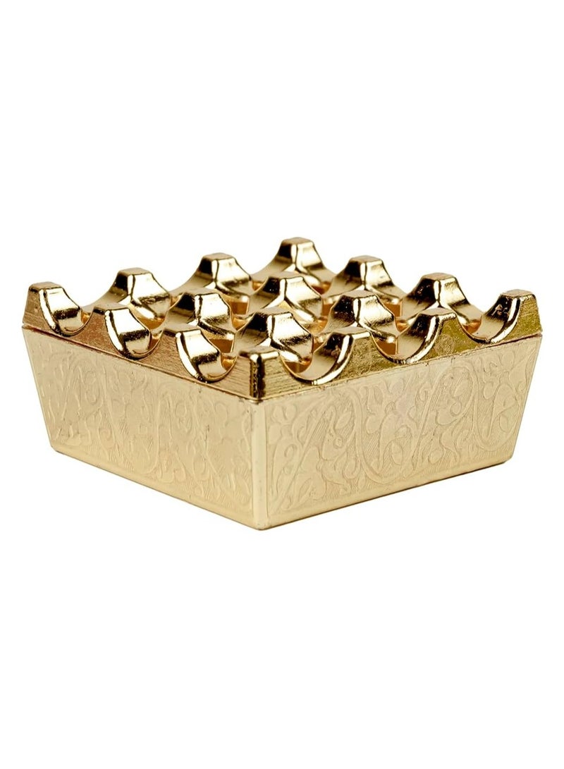 Tureks  Ashtray Modern Minimalist Desktop Decoration Ashtray With Cover Metal Nine-Hole Windproof Ashtray Is Very Suitable For Office Living Room Bedroom Bar Coffee Shop | Yellow Gold - Image 2