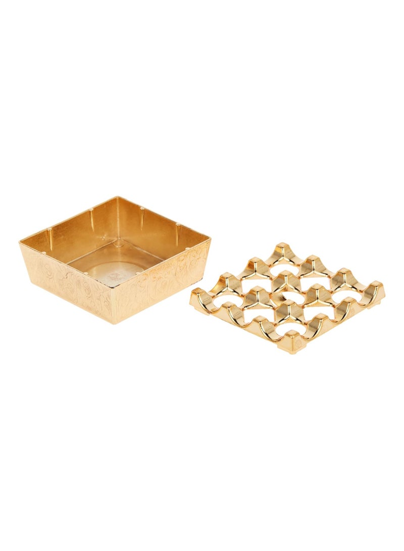 Tureks  Ashtray Modern Minimalist Desktop Decoration Ashtray With Cover Metal Nine-Hole Windproof Ashtray Is Very Suitable For Office Living Room Bedroom Bar Coffee Shop | Yellow Gold - Image 3