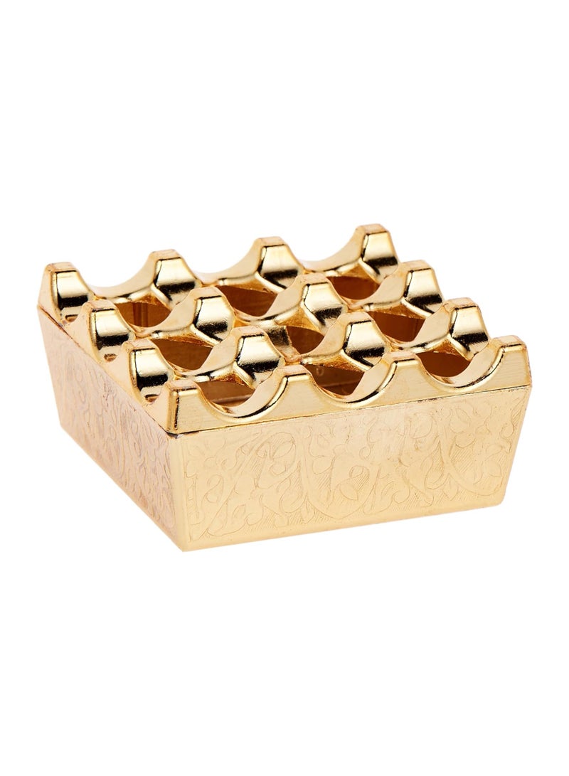 Tureks  Ashtray Modern Minimalist Desktop Decoration Ashtray With Cover Metal Nine-Hole Windproof Ashtray Is Very Suitable For Office Living Room Bedroom Bar Coffee Shop | Yellow Gold - Image 1