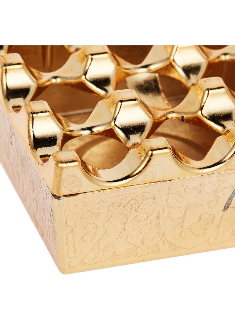 Tureks  Ashtray Modern Minimalist Desktop Decoration Ashtray With Cover Metal Nine-Hole Windproof Ashtray Is Very Suitable For Office Living Room Bedroom Bar Coffee Shop | Yellow Gold - Image 4