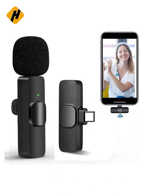 Professional Wireless Lavalier Lapel Microphone for Android Phone - Cordless Omnidirectional Condenser Recording Mic for Interview Video Podcast Vlog YouTube