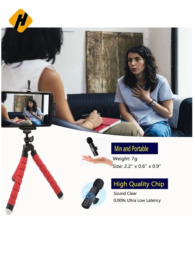 Professional Wireless Lavalier Lapel Microphone for Android Phone - Cordless Omnidirectional Condenser Recording Mic for Interview Video Podcast Vlog YouTube
