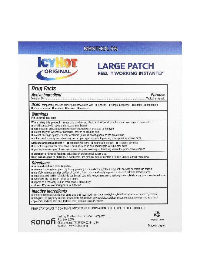 Icy Hot Icy Hot, Original Pain Relief Patch, Large, 5 Patches  - Image 2