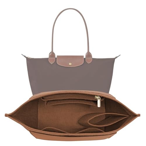 LOUKAYCCI Purse Organizer Insert for Le Pliage Medium Handbags Insert Organizer (Brown, Medium) - Image 1