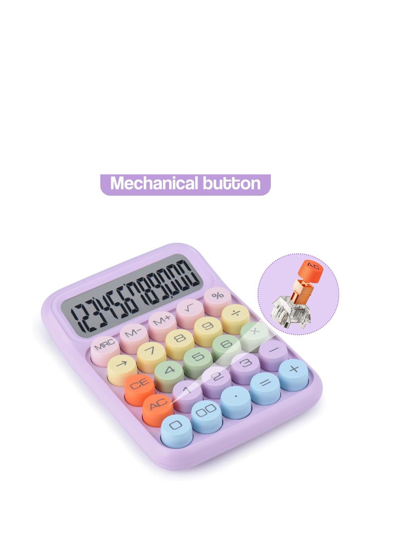Mechanical on calculator, 12-digit large LCD display, large ons easy to press, colorful candy calculator, automatic sleep, with battery. Suitable for offices, schools, and homes. - Image 2