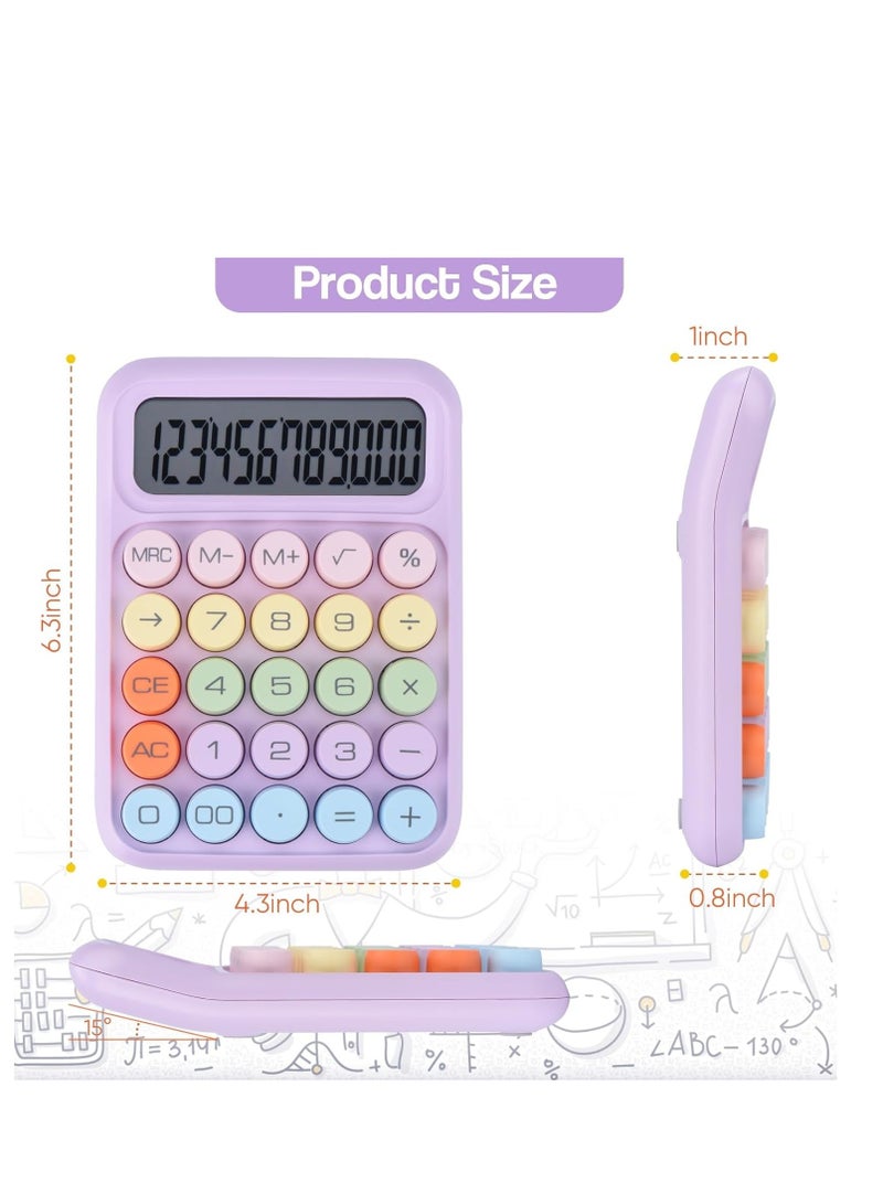 Mechanical on calculator, 12-digit large LCD display, large ons easy to press, colorful candy calculator, automatic sleep, with battery. Suitable for offices, schools, and homes. - Image 3