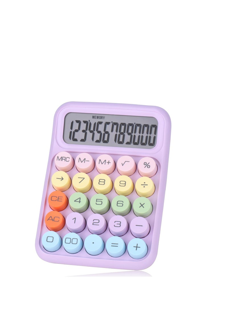 Mechanical on calculator, 12-digit large LCD display, large ons easy to press, colorful candy calculator, automatic sleep, with battery. Suitable for offices, schools, and homes. - Image 1