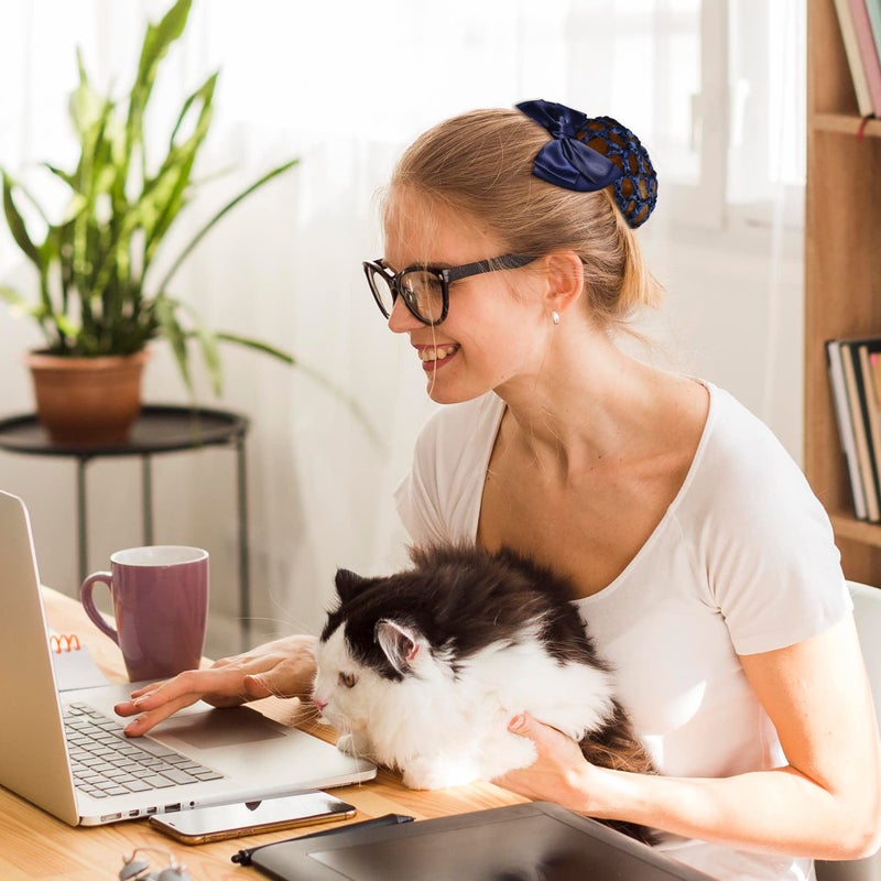 TXIN 8 Pieces Women Hair Snood Net Bowknot Decor Barrette Elastic Mesh Hair Bun Cover Satin Bow Crochet Hairnet Professional Hair Clip Hairpin for Women Girls Working Styling Accessories, 8 Colors - Image 5