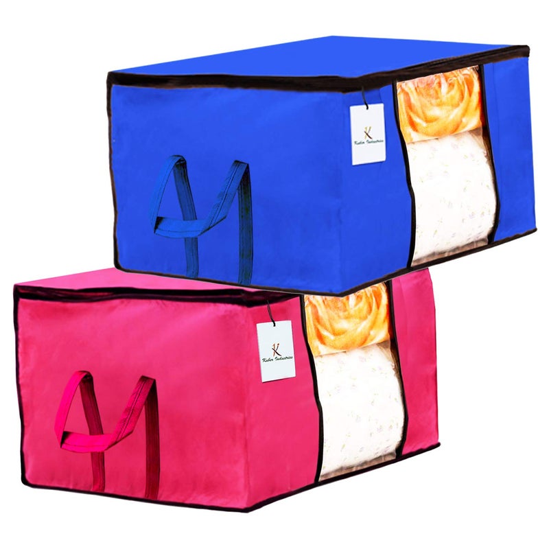 Kuber Industries Underbed Storage Bag Storage Organiser Blanket Cover Set of 2 Royal BluePink Extra Large SizeCTKTC23837Multistandard - Image 1