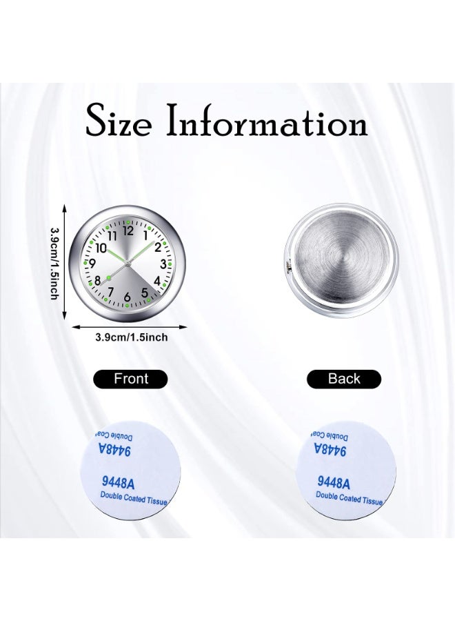 Bukela 2 Pieces Stick on Dashboard Car Clock Mini Tiny Small Luminous Car Vent Clocks Watch for Dashboard Boat Bike Home (Black, Blue) - Image 2