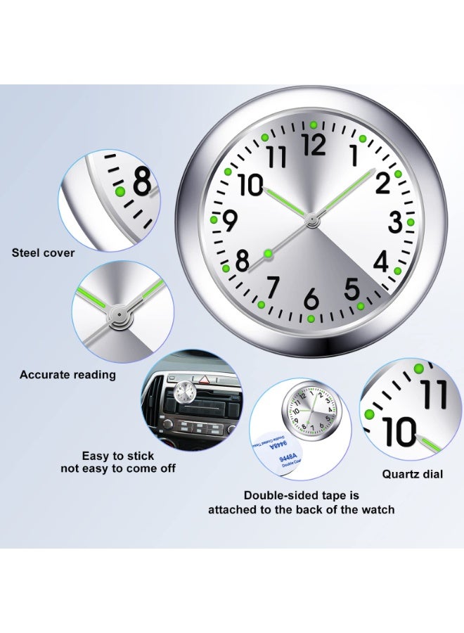Bukela 2 Pieces Stick on Dashboard Car Clock Mini Tiny Small Luminous Car Vent Clocks Watch for Dashboard Boat Bike Home (Black, Blue) - Image 3