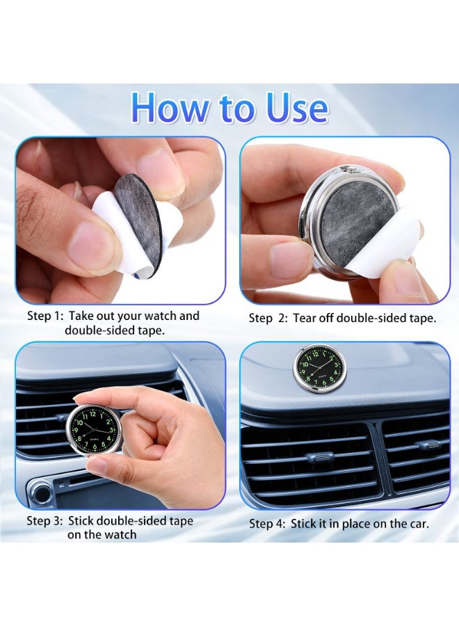 Bukela 2 Pieces Stick on Dashboard Car Clock Mini Tiny Small Luminous Car Vent Clocks Watch for Dashboard Boat Bike Home (Black, Blue) - Image 5
