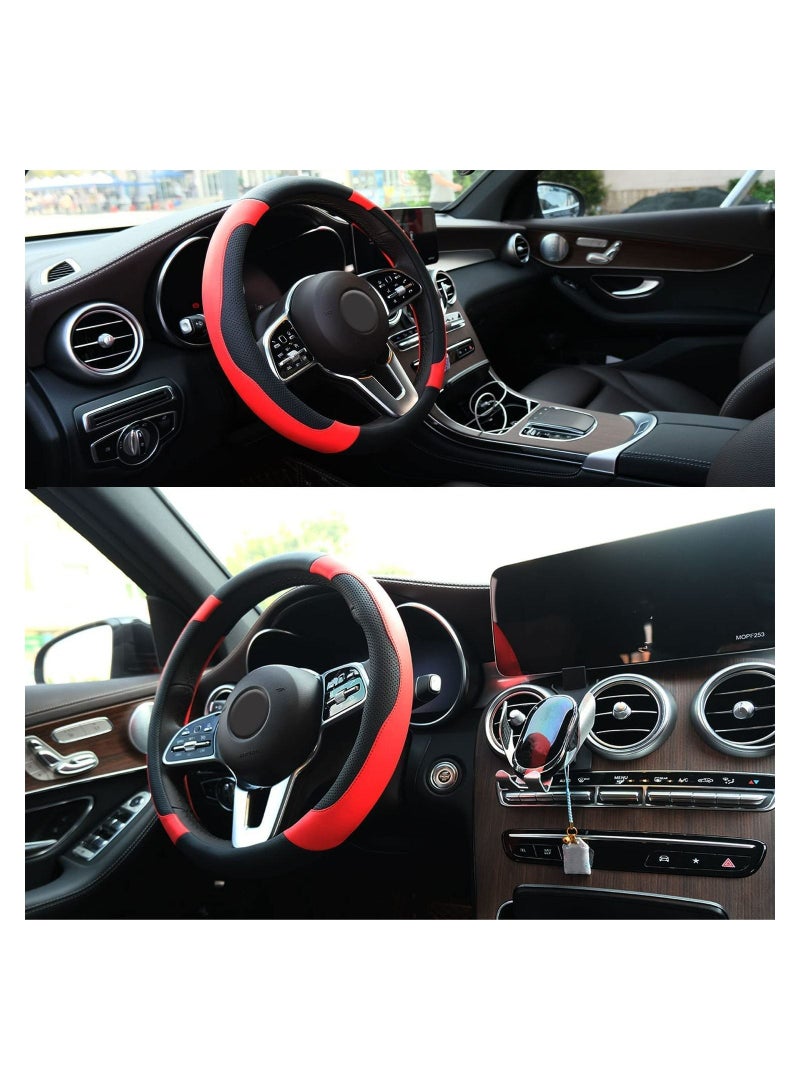 SYOSI Car Steering Wheel Cover, Microfibre Leather Auto Car Steering Wheel Cover, Anti Slip 15" Breathable Microfiber Leather Universal Fit for Most Cars, for All Seasons, Ergonomic Comfort Grip Cover - Image 2