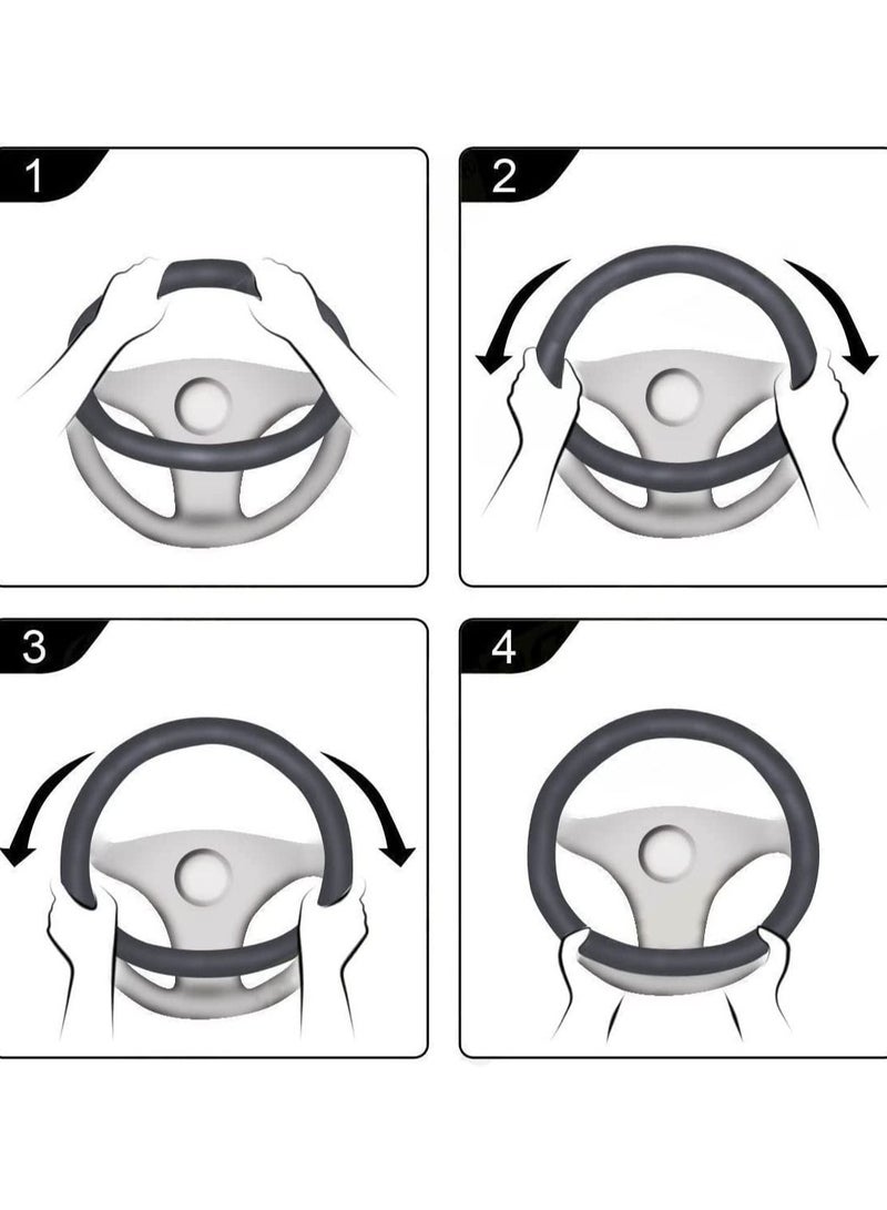 SYOSI Car Steering Wheel Cover, Microfibre Leather Auto Car Steering Wheel Cover, Anti Slip 15" Breathable Microfiber Leather Universal Fit for Most Cars, for All Seasons, Ergonomic Comfort Grip Cover - Image 5