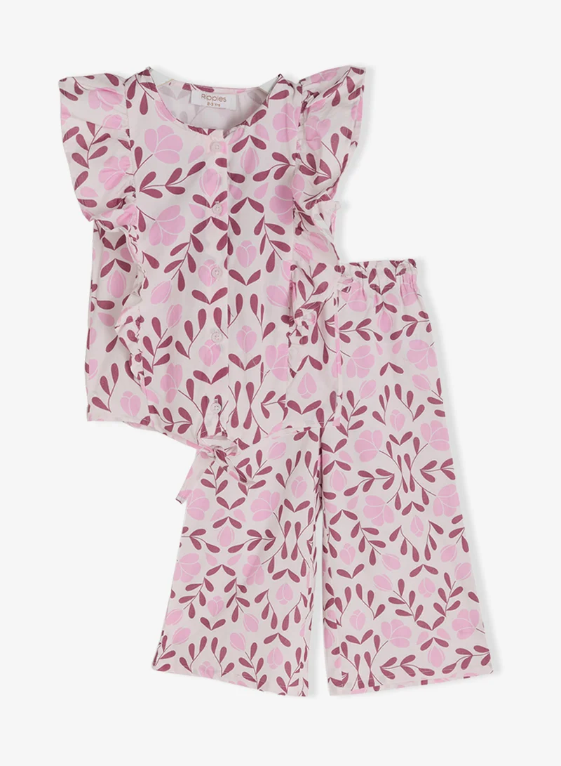 ريبلز مع نمشي Girls Floral Printed Co-ord Sets