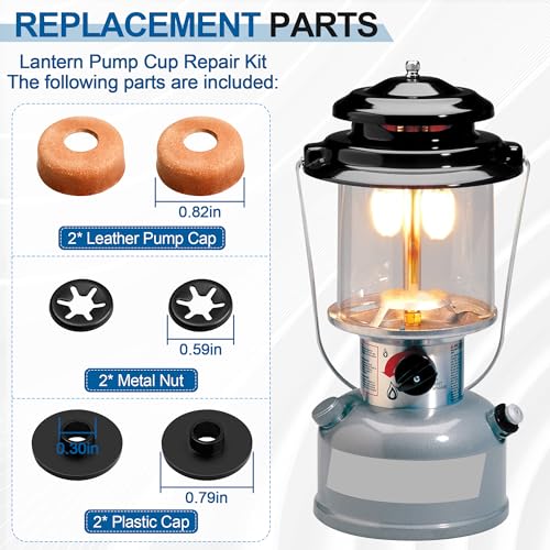 LVACODV 3000005094 Compatible Replacement Pump Cup Kit for Coleman Lanterns & Stoves – Includes Leather Pump Caps, Metal Nuts, and Plastic Caps for Airtight Seal - Image 2