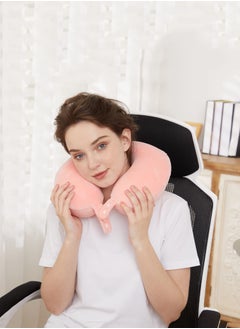 joyzzz Travel Neck Pillow, Best Memory Foam Airplane Pillow for Head Support Soft Adjustable Pillow for Plane, Car or Home Recliner Use (Pink)  - Image 3