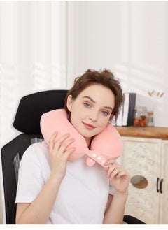joyzzz Travel Neck Pillow, Best Memory Foam Airplane Pillow for Head Support Soft Adjustable Pillow for Plane, Car or Home Recliner Use (Pink)  - Image 2