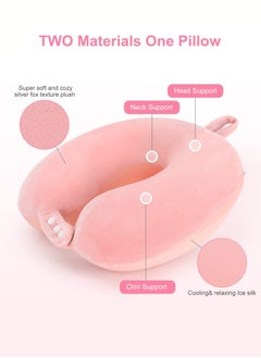 joyzzz Travel Neck Pillow, Best Memory Foam Airplane Pillow for Head Support Soft Adjustable Pillow for Plane, Car or Home Recliner Use (Pink)  - Image 4