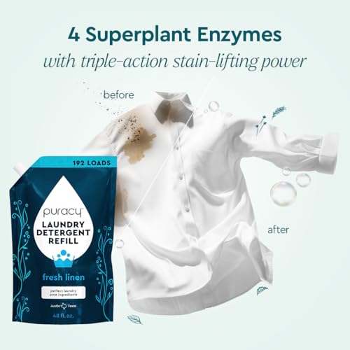 Puracy Laundry Detergent Refill - Enzyme-Powered Liquid Laundry Detergent Concentrate, Natural Laundry Detergent Seen on TikTok, Non-Toxic (Fresh Linen, 48 fl oz, 192 Loads) - Image 2