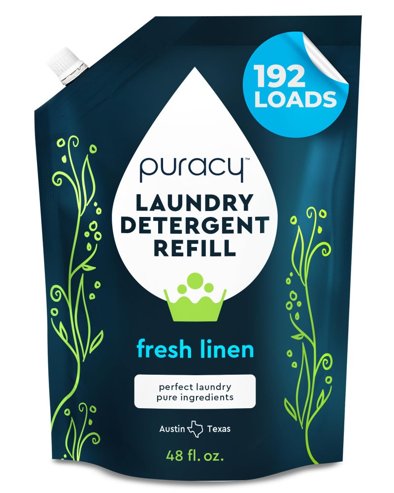 Puracy Laundry Detergent Refill - Enzyme-Powered Liquid Laundry Detergent Concentrate, Natural Laundry Detergent Seen on TikTok, Non-Toxic (Fresh Linen, 48 fl oz, 192 Loads) - Image 1