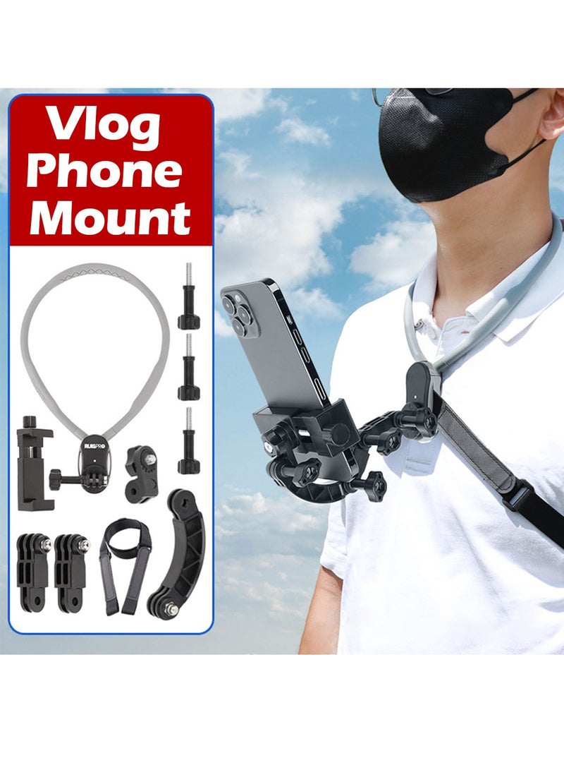 Neck Cell Phone Holder, Neck Mount for Phones, Neck Phone Stand POV Vlog Selfie Mount Hands Free for iPhone Android - Image 1
