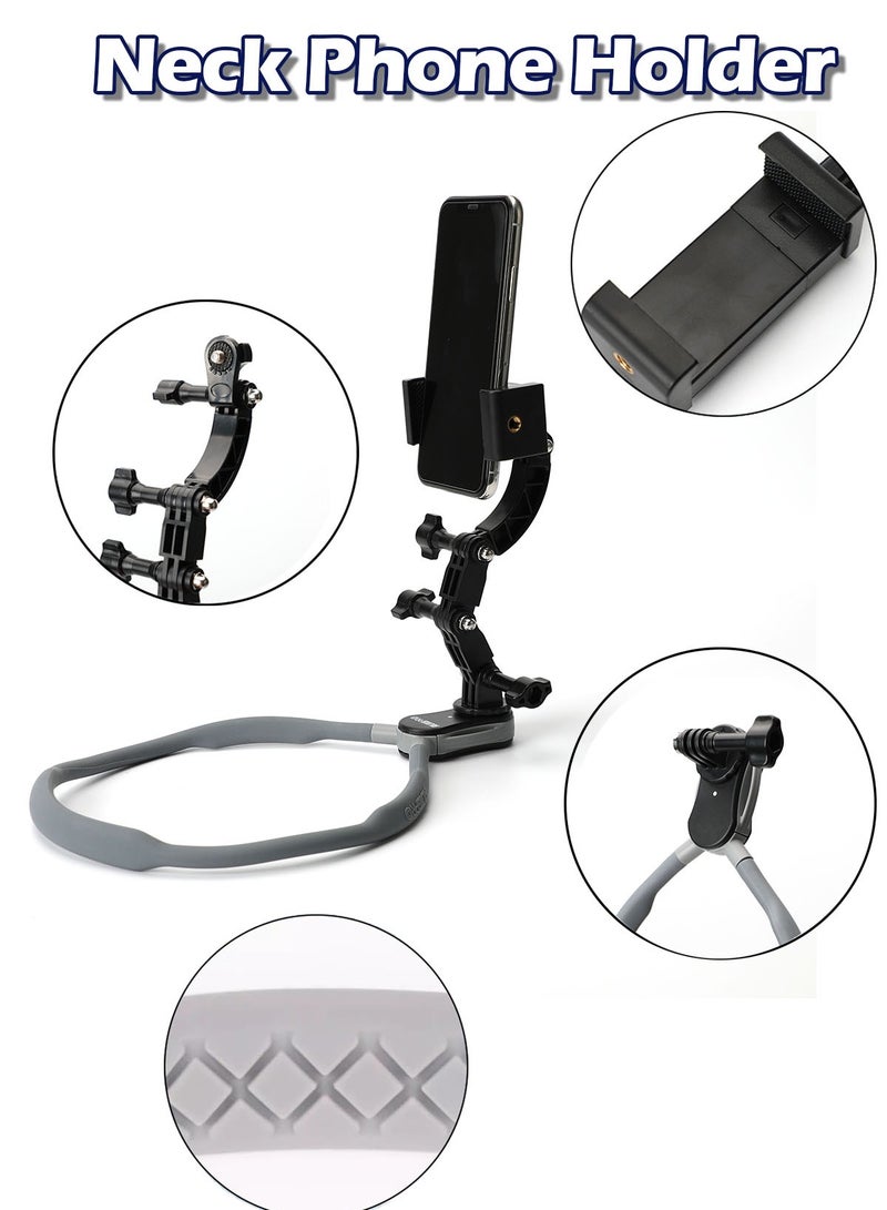 Neck Cell Phone Holder, Neck Mount for Phones, Neck Phone Stand POV Vlog Selfie Mount Hands Free for iPhone Android - Image 2