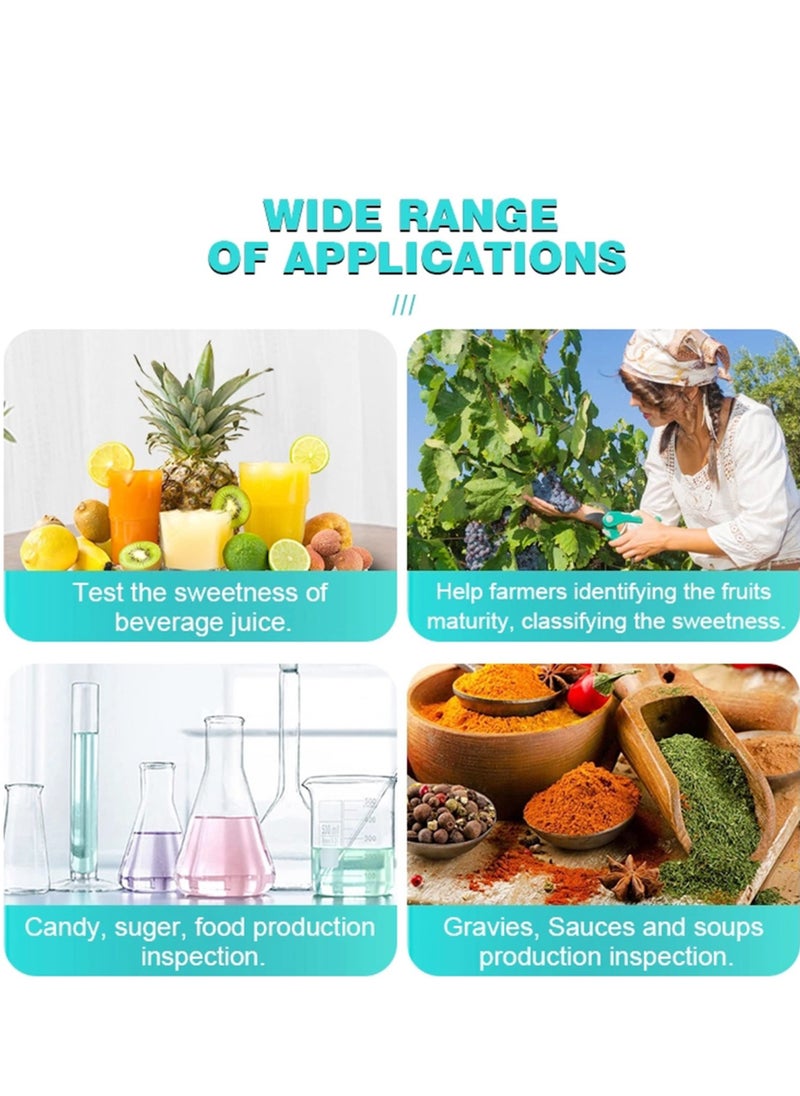 Digital Refractometer Brix Sugar Meter Range 0-32% ±0.2% Range High-Precision Fruit Meter with Automatic Temperature Compensation Color LCD Display IP65 Water and Dust Proof Zero Degree Correction