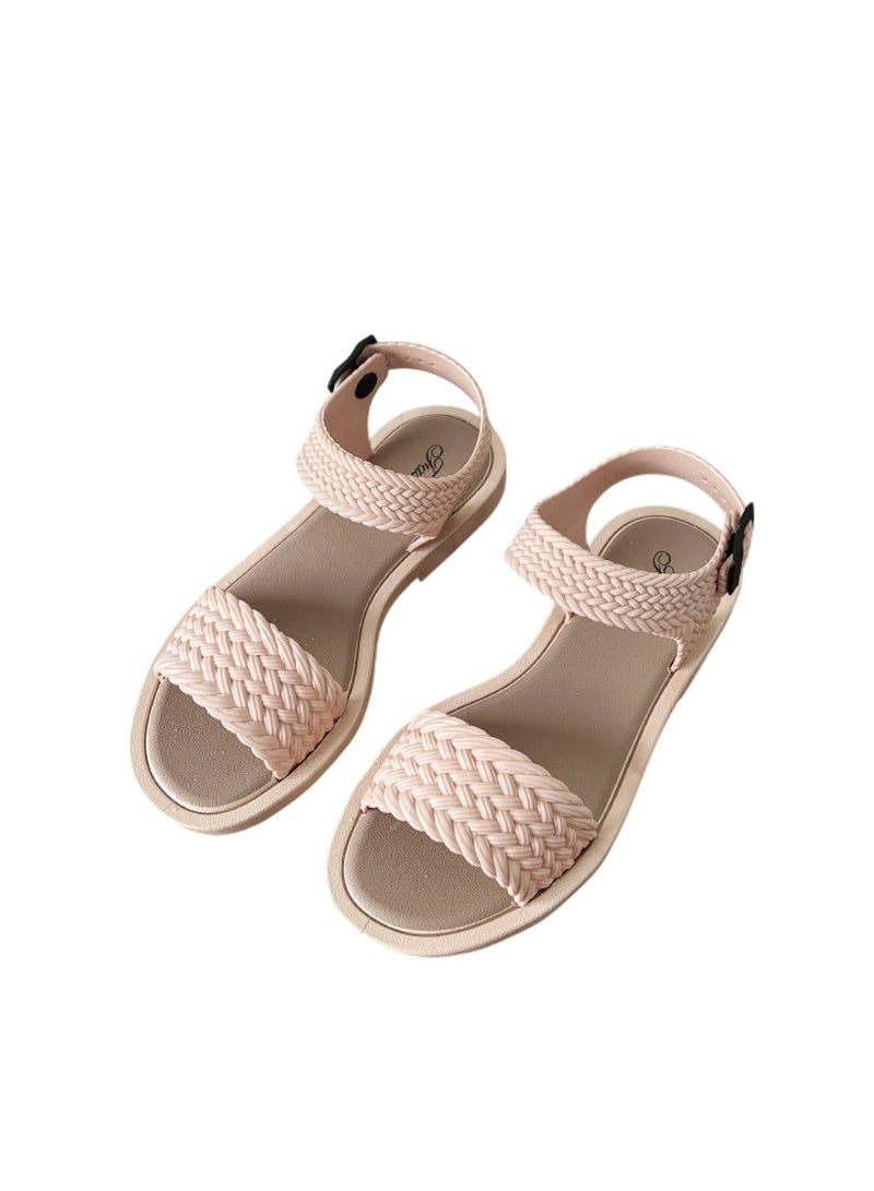 Huitich Beige Braided Strap Fashion Sandals 38-39  - Image 1