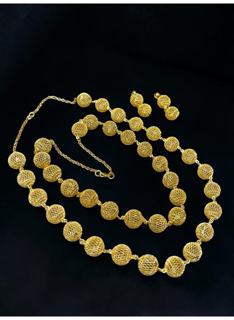 GOLDMAX 21k Gold Plated 2 Necklaces & Earrings Jewelry Set For Women With Gift Box - Image 4