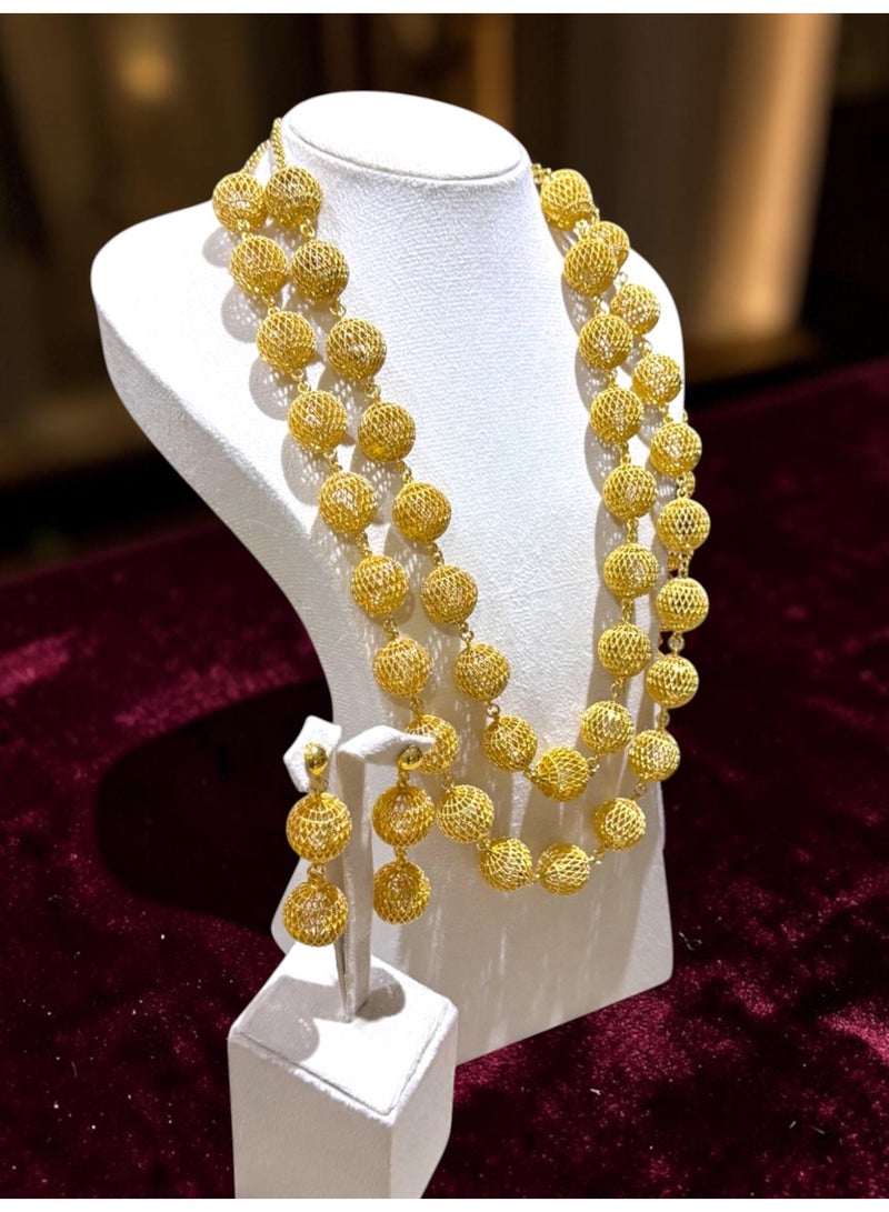 GOLDMAX 21k Gold Plated 2 Necklaces & Earrings Jewelry Set For Women With Gift Box - Image 1