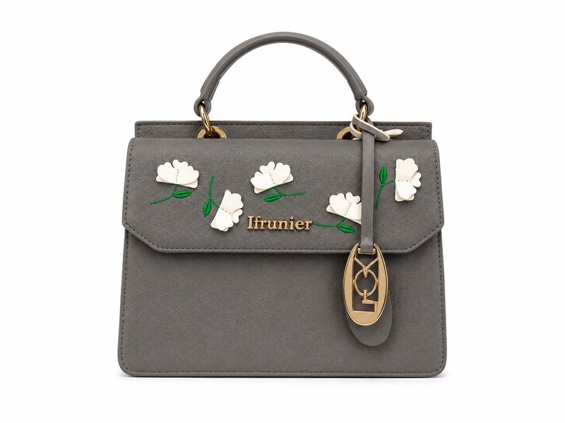 Women's Elegant Floral Embroidered Handbag with Adjustable Shoulder Strap - Image 1