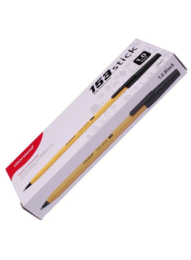 مونامي قلم حبر جاف مونامي ١٥٣ ستيكس ١.٠ مم، علبة دزينة (حبر أسود) - Image 3