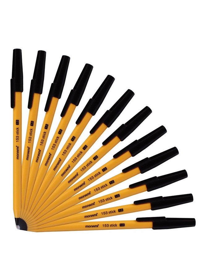 مونامي قلم حبر جاف مونامي ١٥٣ ستيكس ١.٠ مم، علبة دزينة (حبر أسود) - Image 1