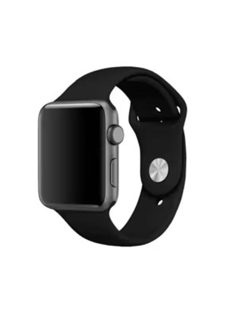 1Pcs Black S/M 42-44mm Silicone Rubber Strap Band For Replacement Apple Watch Strap - Image 1