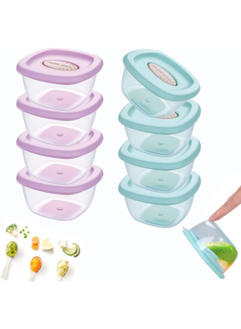 Excefore Small Containers with Lids Plastic, Baby Porridge Storage Container with Lid, 8-Pack 4 oz Leak-Proof Baby Food Container, Microwave and Dishwasher Safe Baby Food Storage - Image 1