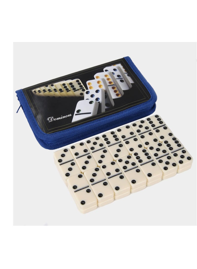 Dominoes Set - Double 6 Ivory Tiles, Classic Family Game in Cloth Storage Case (28Pieces)  - Image 1