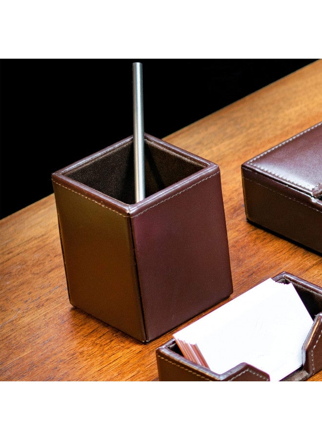 Dacasso حافظة دكاسو الفاخرة للأقلام، ملحقات المكتب، كوب أقلام من الجلد الملتصق، بني - Image 5