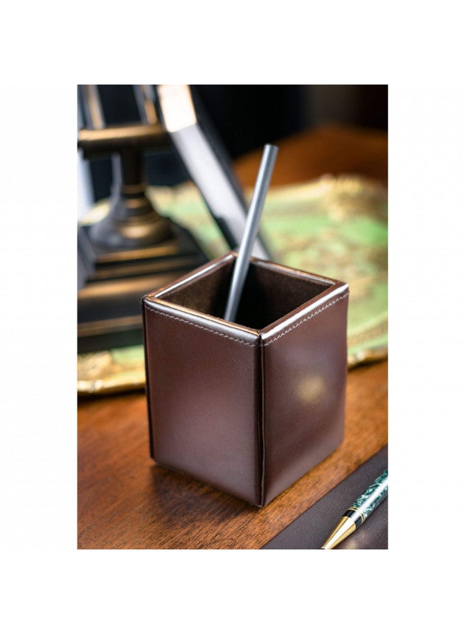 Dacasso حافظة دكاسو الفاخرة للأقلام، ملحقات المكتب، كوب أقلام من الجلد الملتصق، بني - Image 2