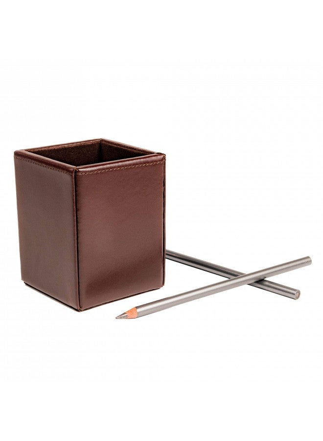 Dacasso حافظة دكاسو الفاخرة للأقلام، ملحقات المكتب، كوب أقلام من الجلد الملتصق، بني - Image 3