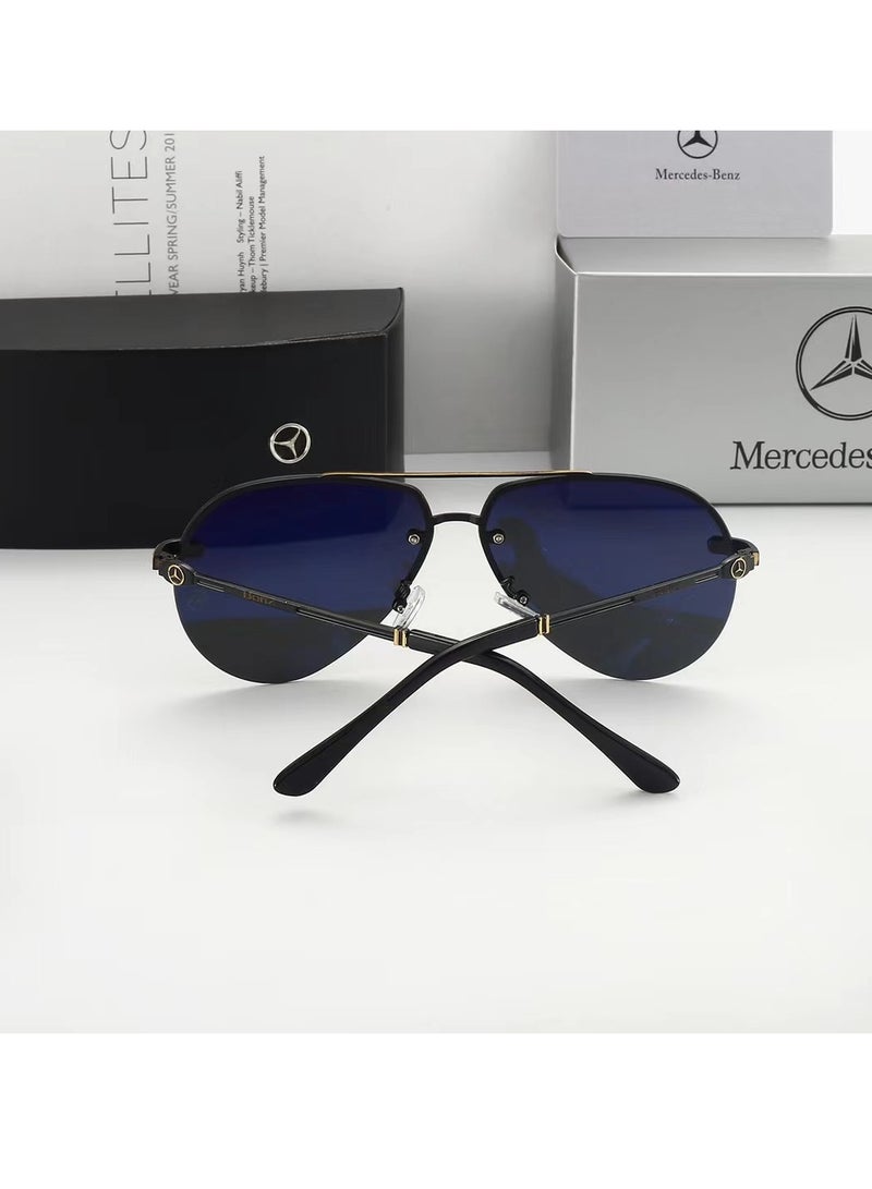 مرسيدس - بنز لايف ستايل نظارات شمسية بدون إطار للرجال مستقطبة للرجال القيادة مع نظارة شمسية حماية من الأشعة فوق البنفسجية 400 ذهبي أسود - Image 3