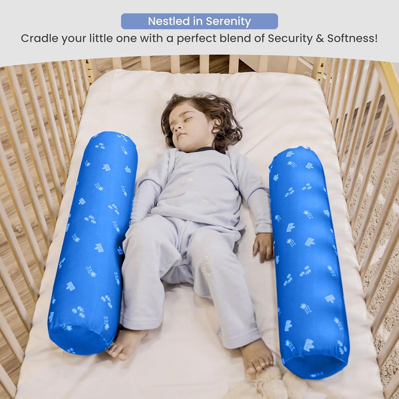 Cherilo Cherilo Memory Foam Soft Baby Bolster Pillow Cushion for Side Support Neck Support with Removable Washable Cover Blue - Image 5