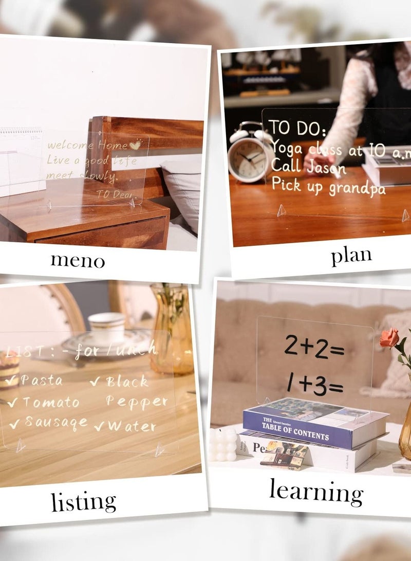 Excefore 3 Pack Acrylic Dry Erase Board with Stand, Clear Memo Tablet for Writing and Display - Frameless Small Whiteboard Alternative for School, Office, and Home (20×30cm)  - Image 2