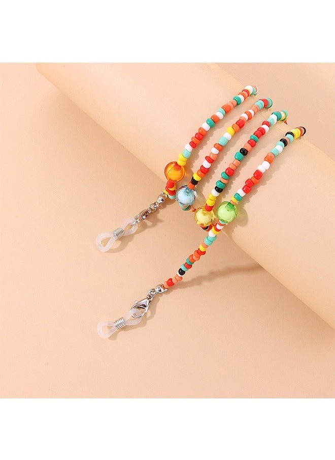 Beaded Eyeglass Chain, Relieve Ear Pressure Acrylic Bead Face Mask Strap, Anti Lost Glasses Chains (Color)