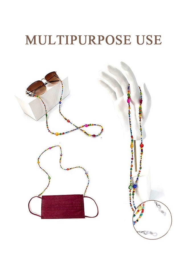 Beaded Eyeglass Chain, Relieve Ear Pressure Acrylic Bead Face Mask Strap, Anti Lost Glasses Chains (Color)