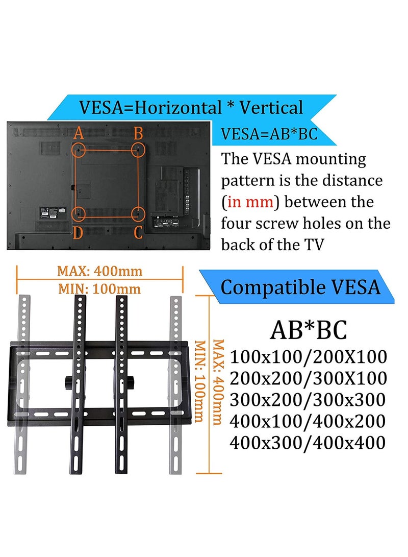 TV Wall Mount Fit for Most 26-55 Inch LED LCD Flat Screen TV up to VESA 400x400mm and 99lbs Loading Capacity with Tilting and Leveling Adjustment (Fit for 26-55 Inch Flat Screen TV) - Image 2