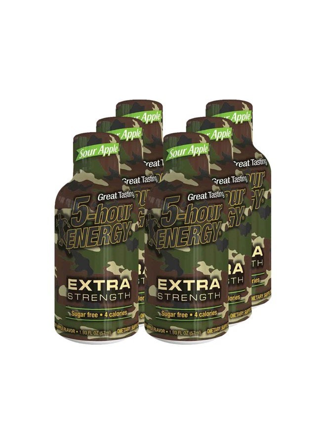 5 Hour Energy Drink Shot, Extra Strength Sour Apple, pack of 6